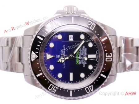 NEW UPGRADED V3 Replica Rolex Deepsea D-Blue Face Black Ceramic Bezel watch